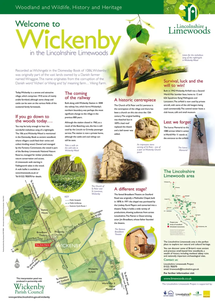 Limewoods Wickenby interpretation panel design, Lincolnshire