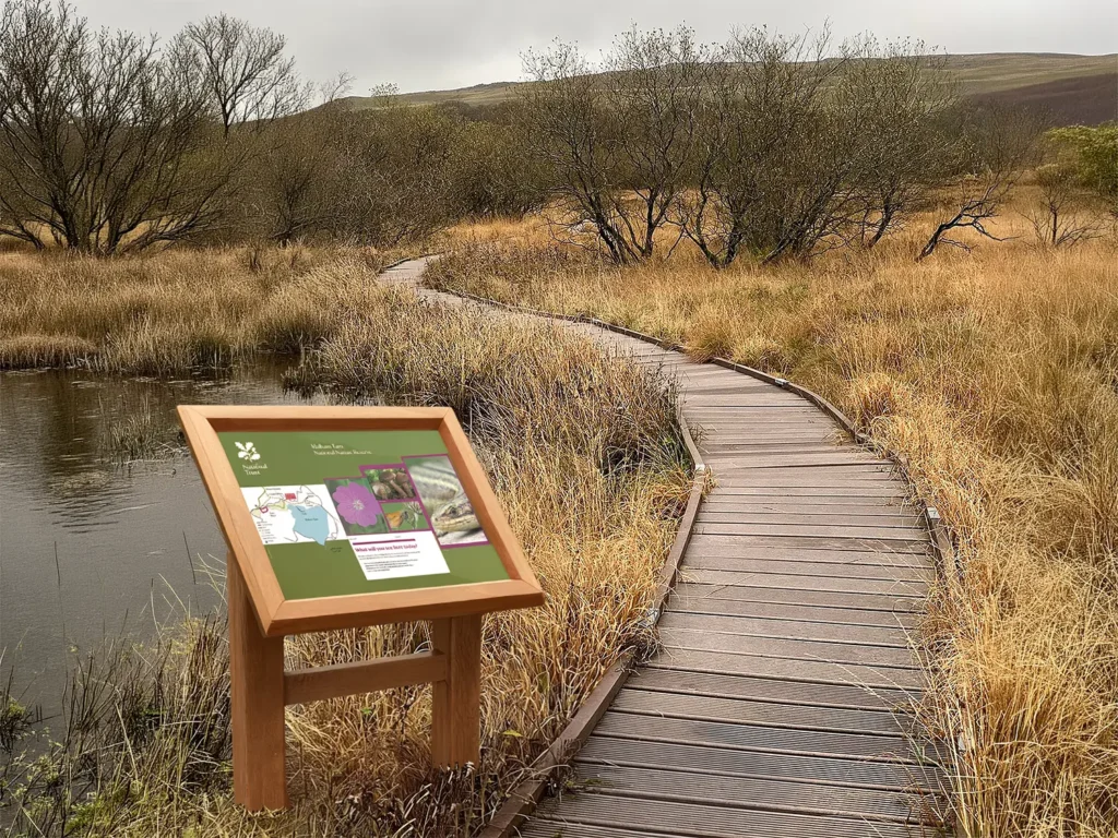 Malham Tarn Boardwalk Interpretation panel National Trust, Yorkshire Dales
