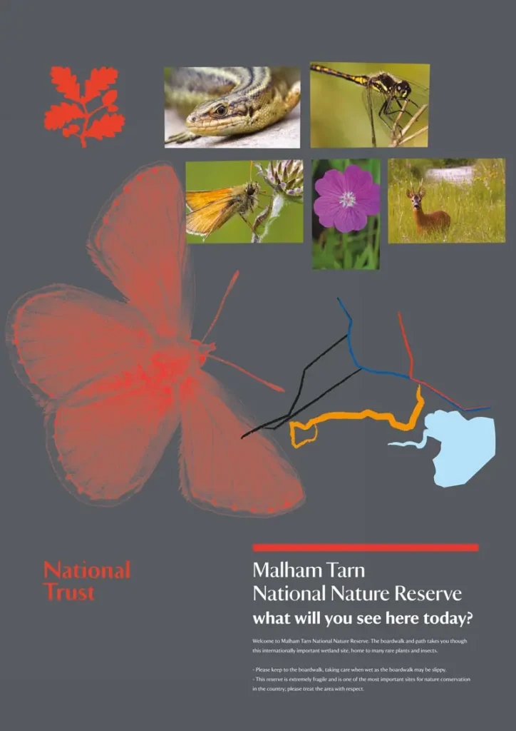 Malham Tarn National Trust welcome panel design, Yorkshire Dales