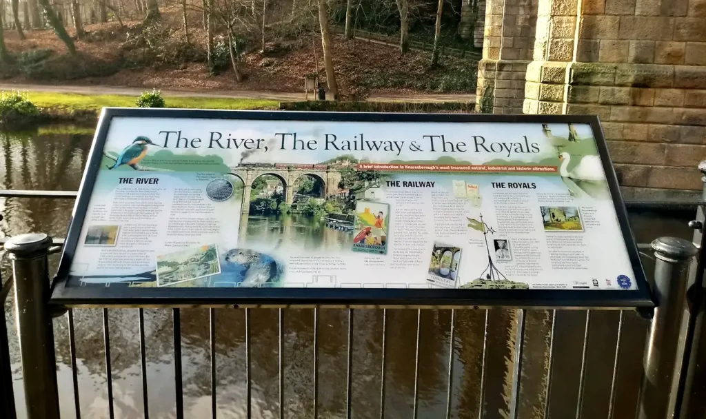 Knaresborough: The River, The Railway and The Royals Interpretation panel, North Yorkshire