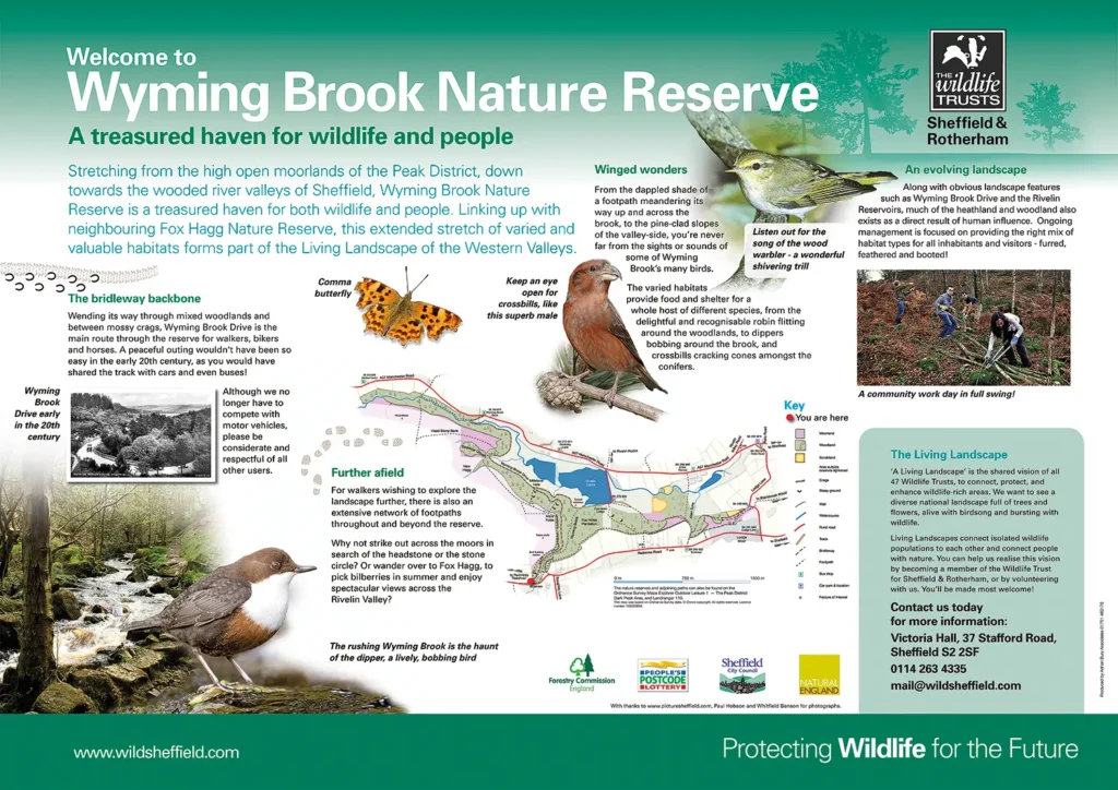 Sheffield Wildlife Trust: Wyming Brook Interpretation Panel design, Sheffield & Rotherham