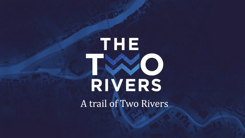 The Two Rivers, A trail of Two Rivers Logo Identity design, Merchant Adventurers' Hall, York