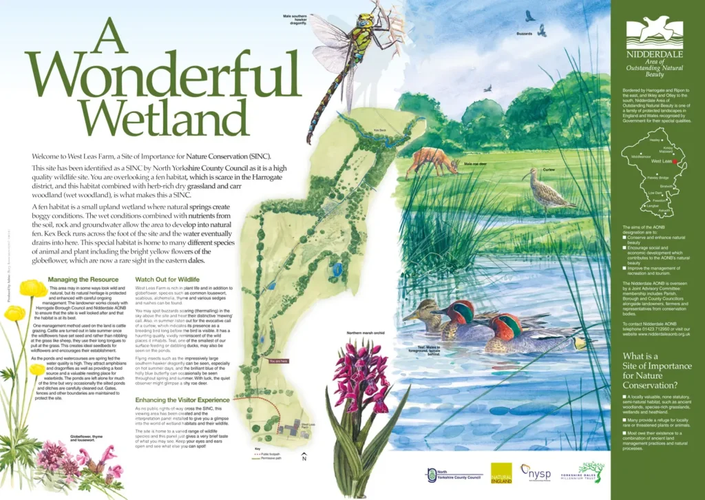 A Wonderful Wetland Wilflife Information display design, West Leas Farm Nidderdale